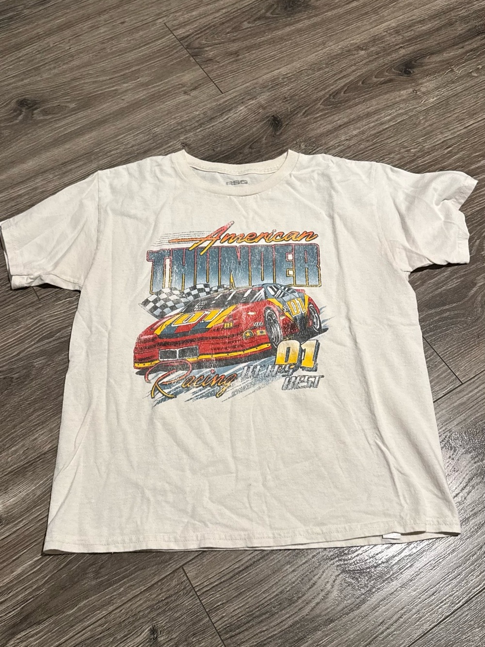 RSQ White Graphic Long Sleeve Tee with Red Race Car